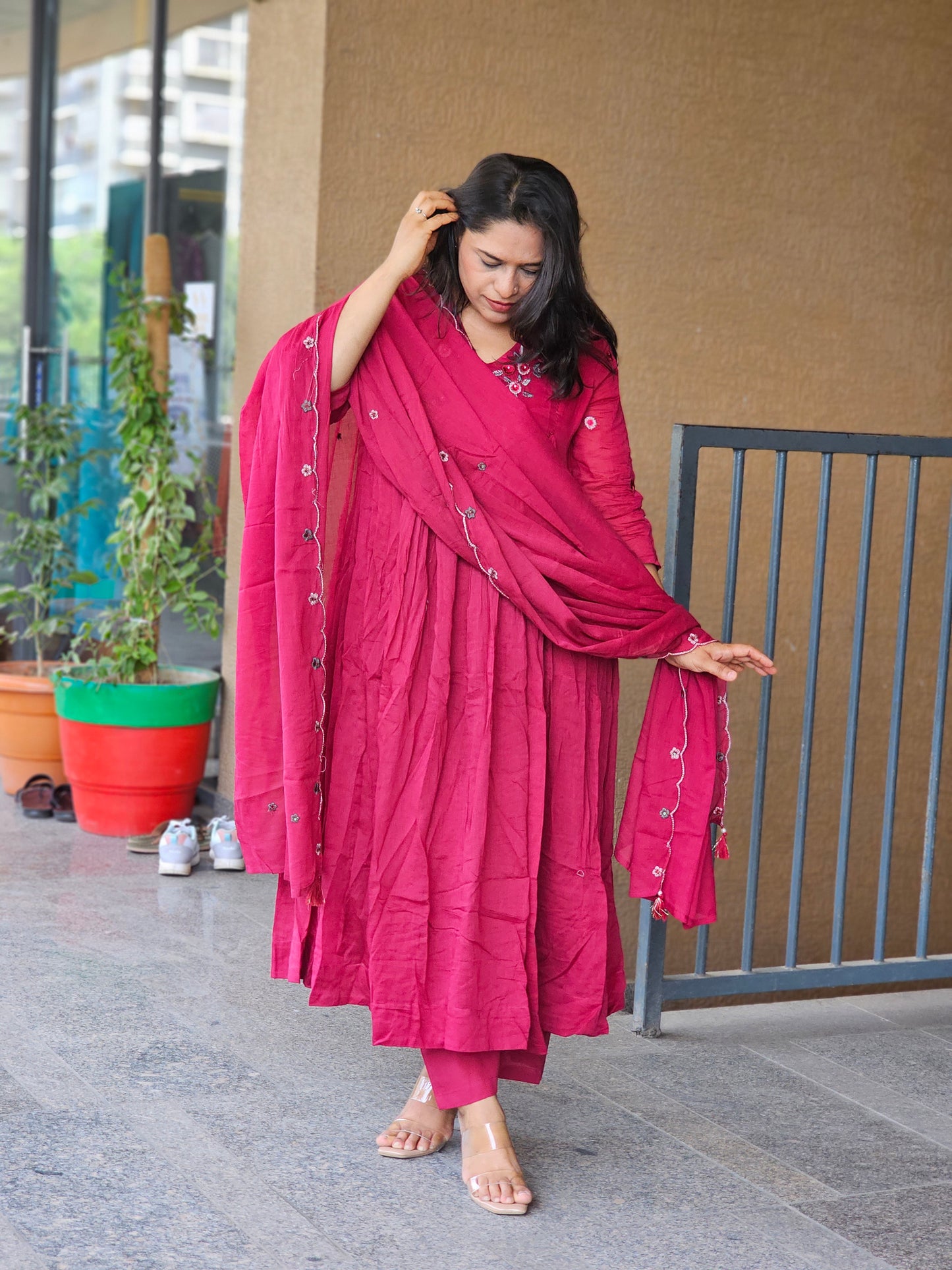 Berry Blossom Embroidered Suit Set