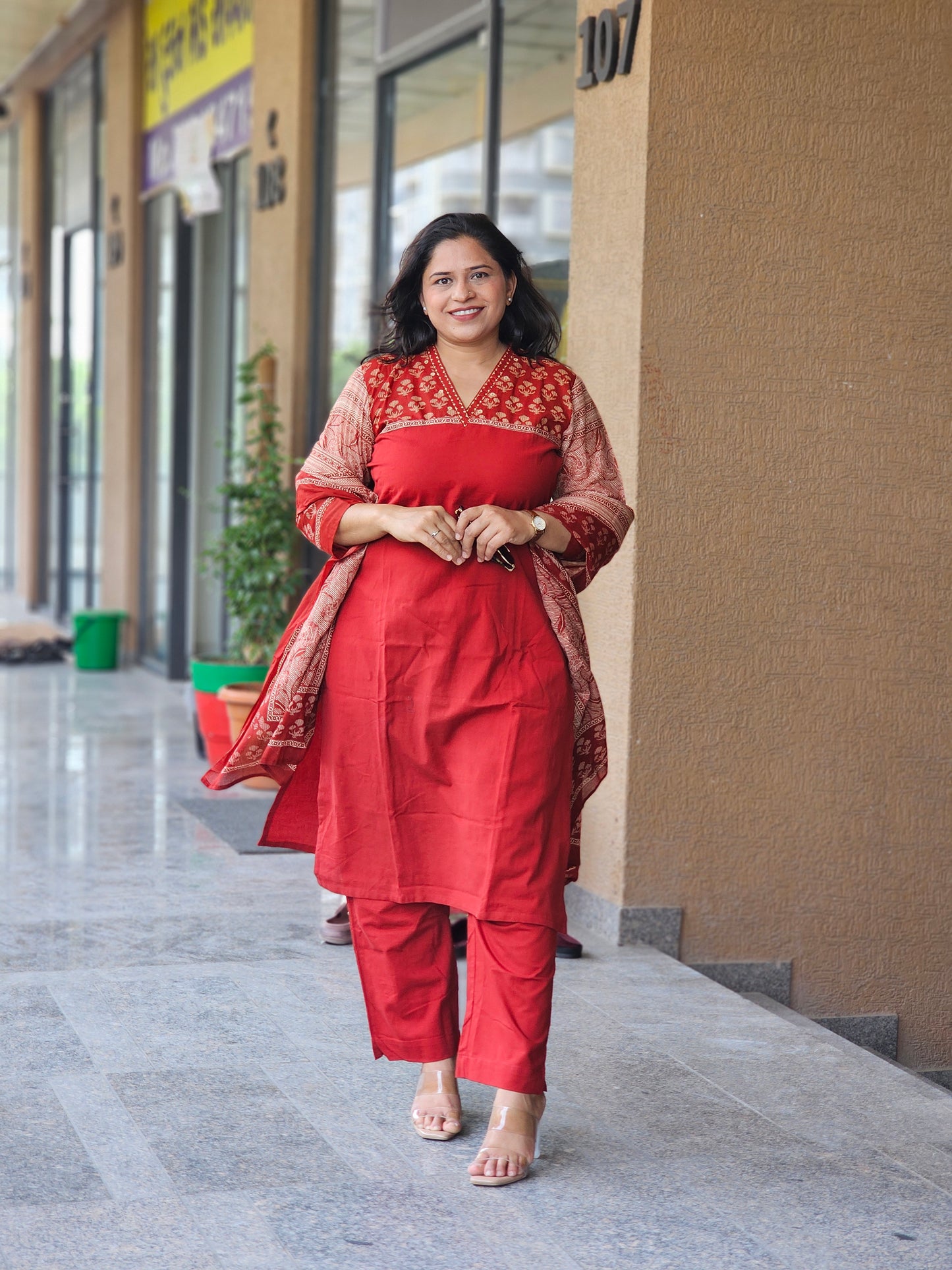 Rust Handblock Print 3-Piece Set