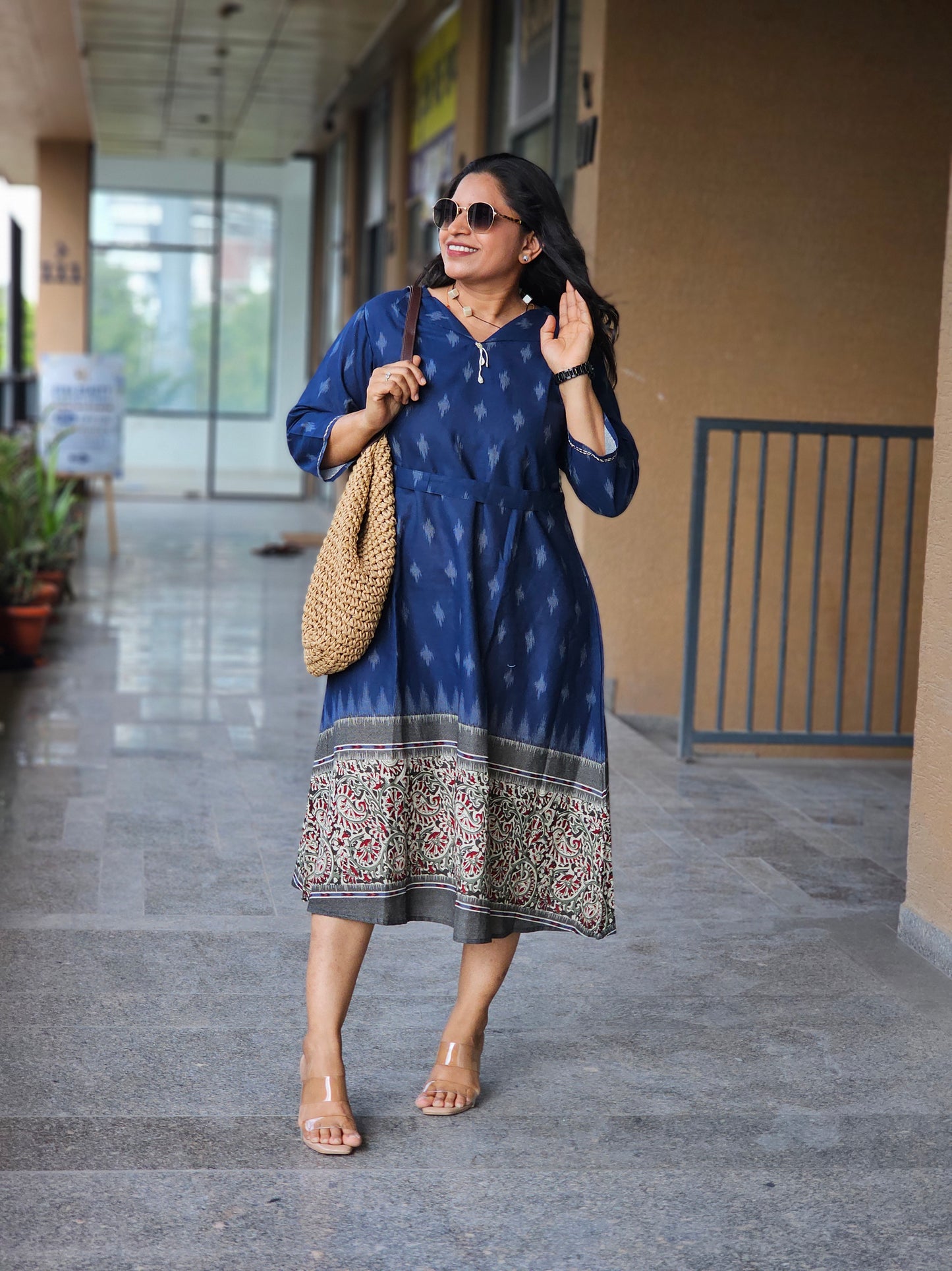 The Indigo Boho-Chic Flared Dress