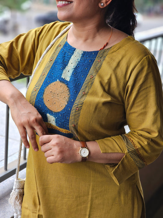 Olive & Indigo Elegance Kurta-Plazoo Set