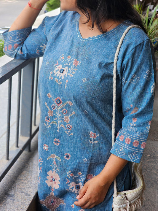Indigo Blue Kurta-Plazo Set