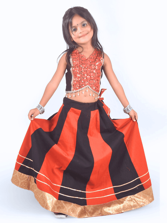 Orange & Black Lehenga Choli Set