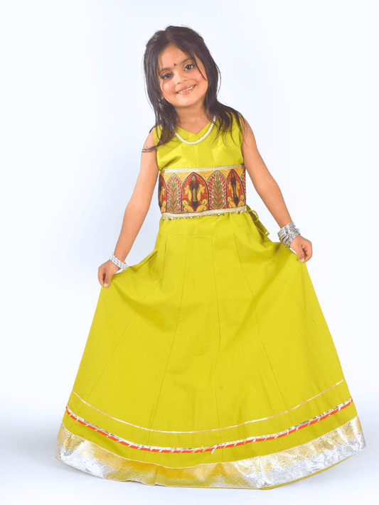 Yellow & Orange Embroidered Work Lehenga Choli Set