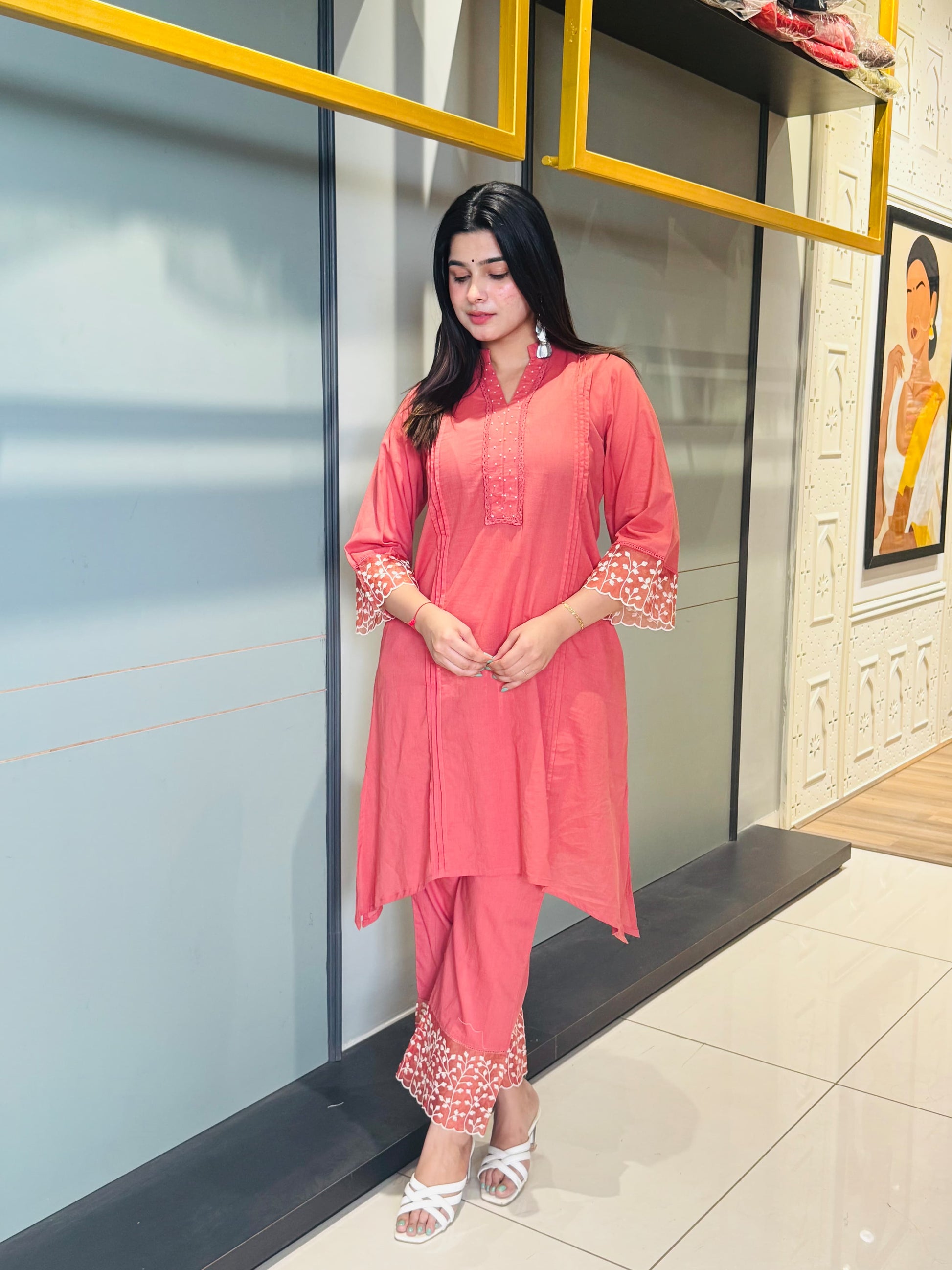 Peach Pink Printed Co-ord Set