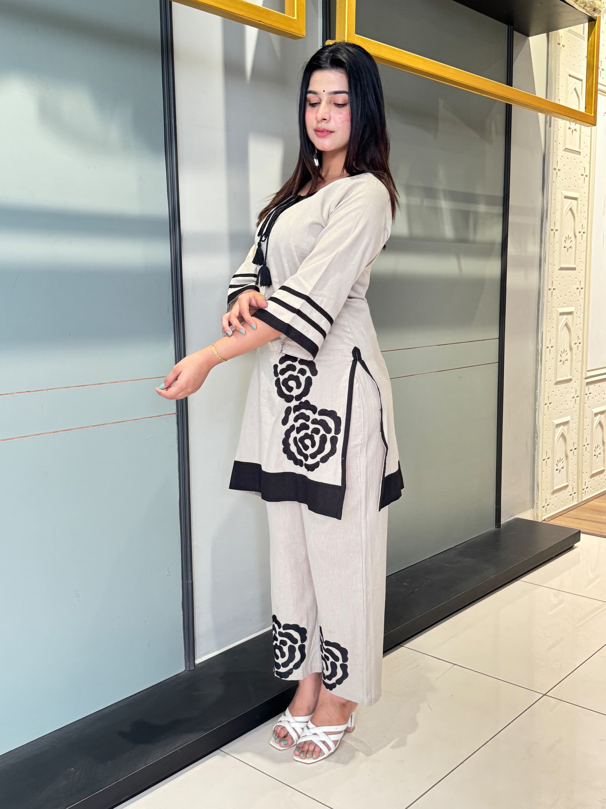 Monochrome Rose Printed Co-ord Set