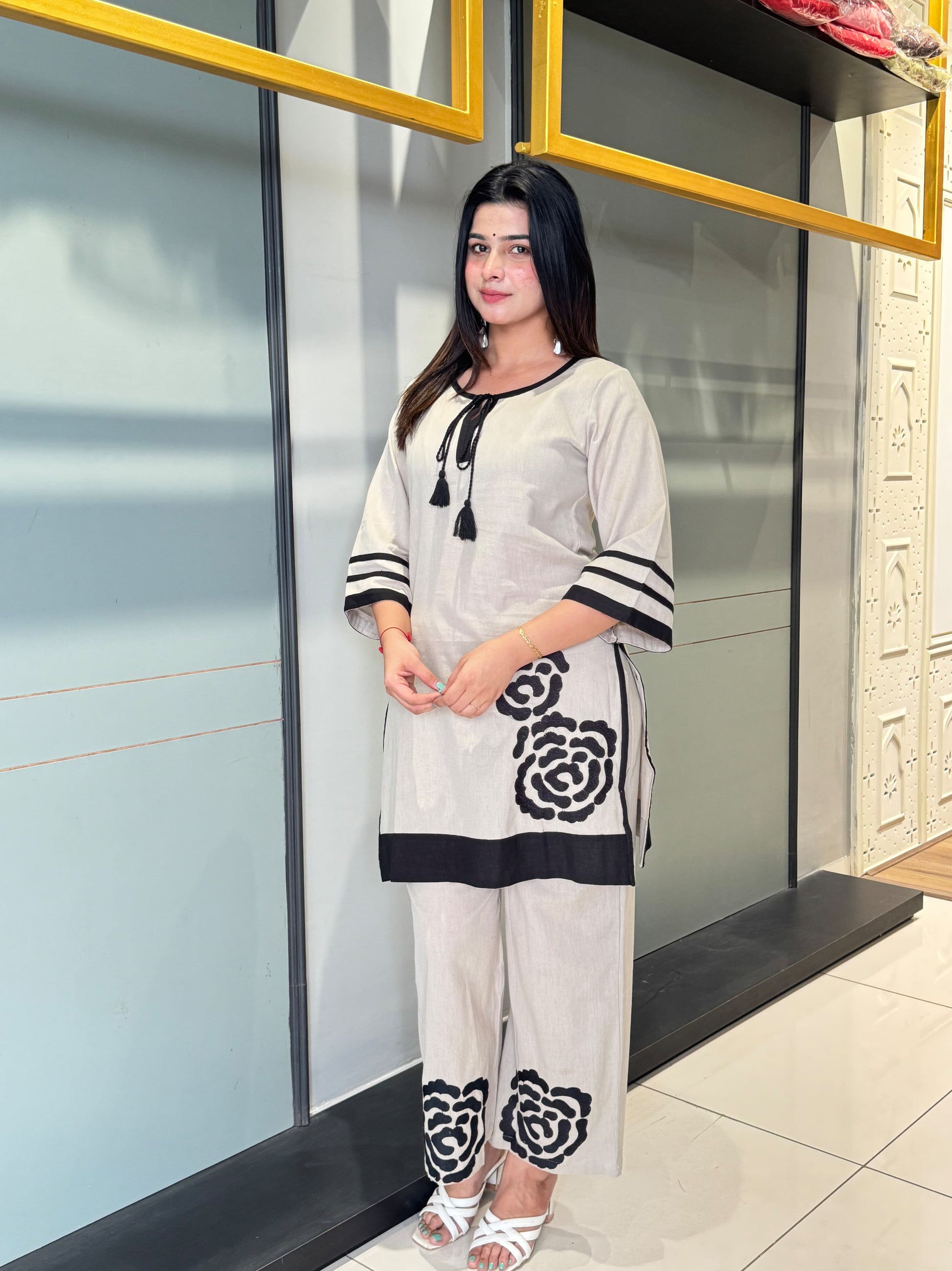 Monochrome Rose Printed Co-ord Set