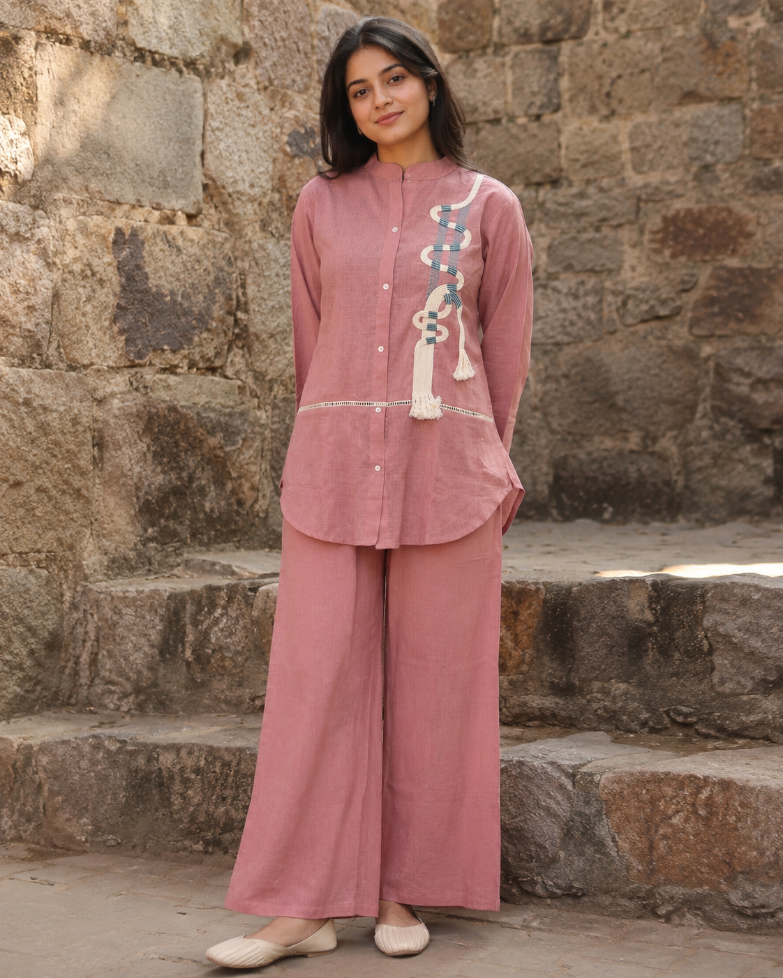 Blush Pink Embroidered Co-ord Set