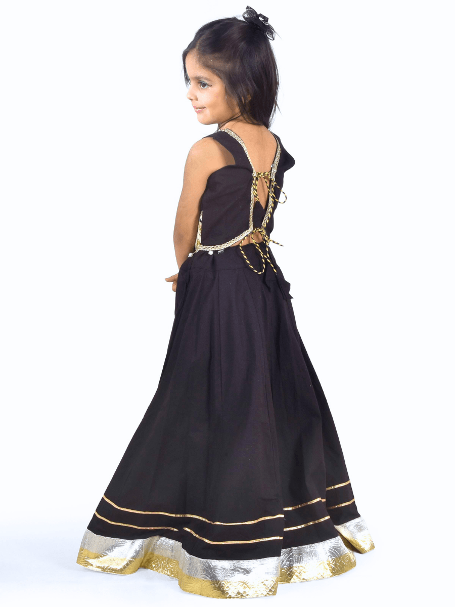 Black & Gold Embroidered Partywear Lehenga Choli Set