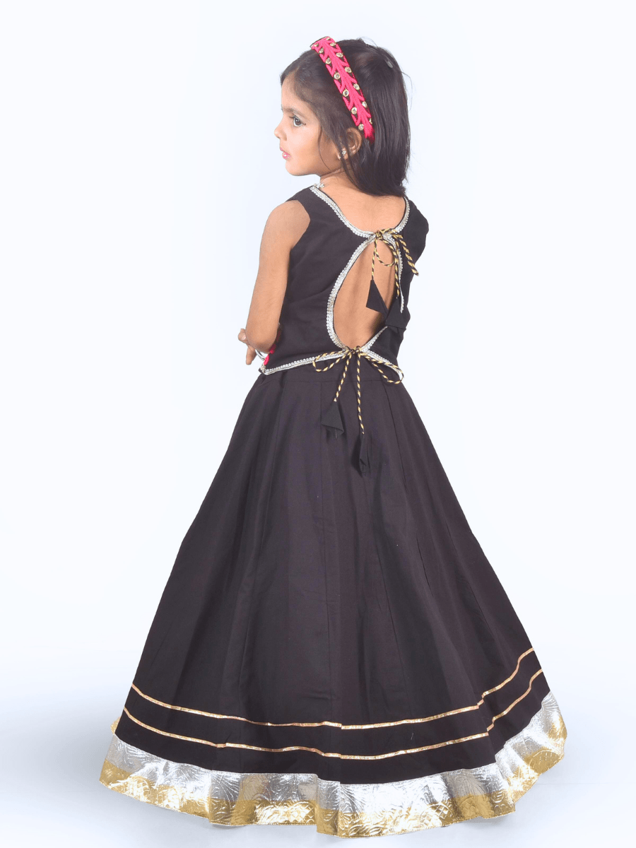 Black & Pink Embroidered Lehenga Choli Set