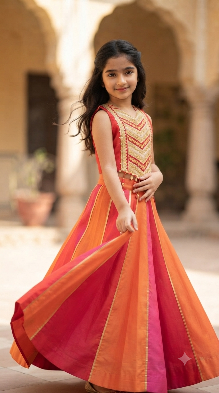 Orenge Multi-Color Chaniya Choli
