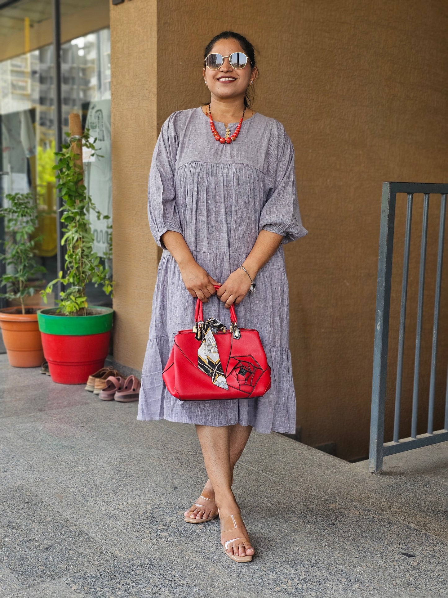 The Slate Breeze Tiered Midi Dress