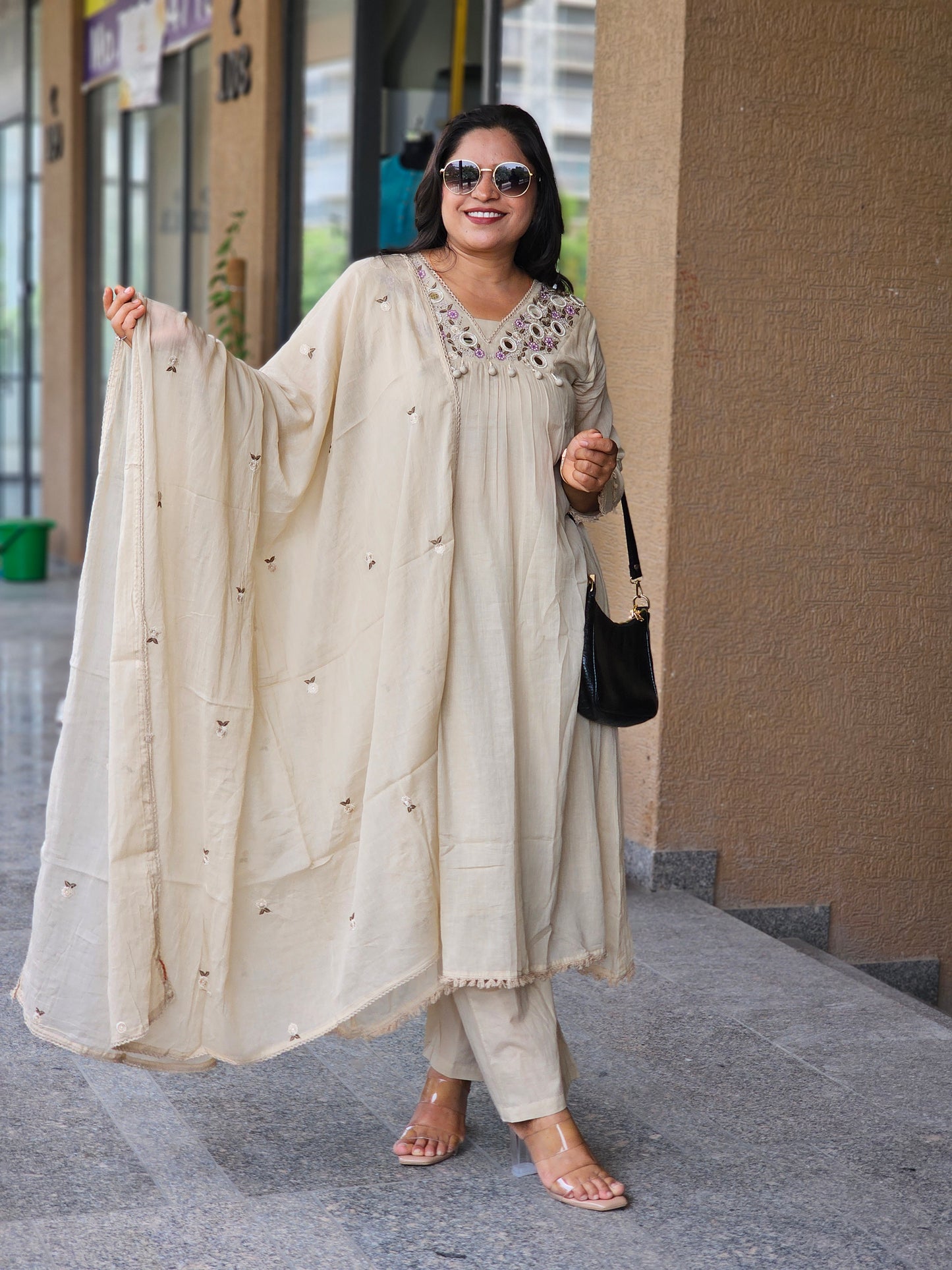 Cream Royale Embroidered Suit Set