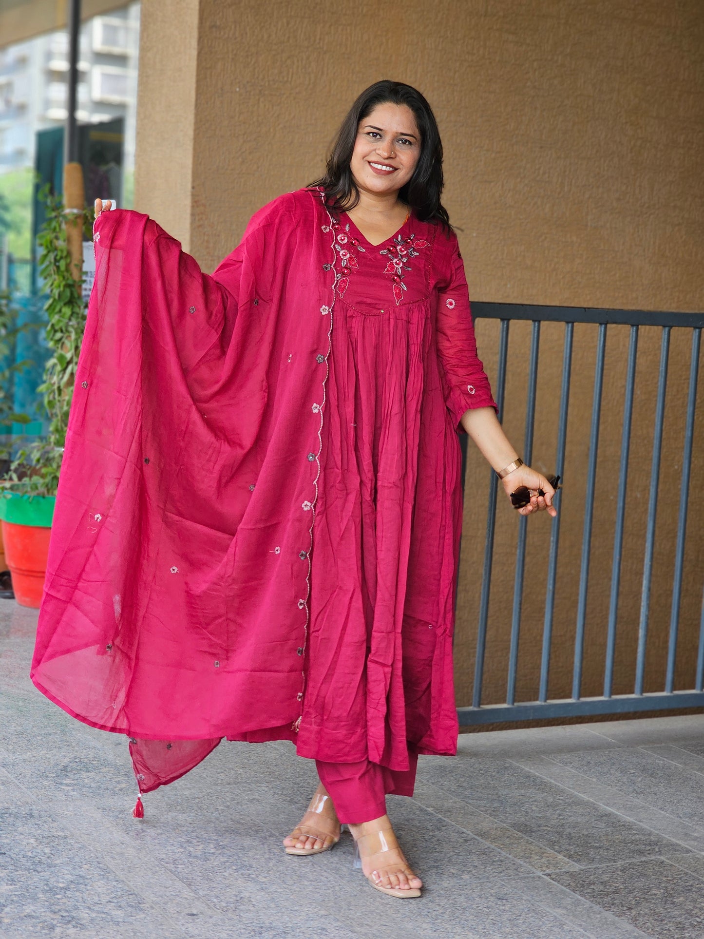 Berry Blossom Embroidered Suit Set