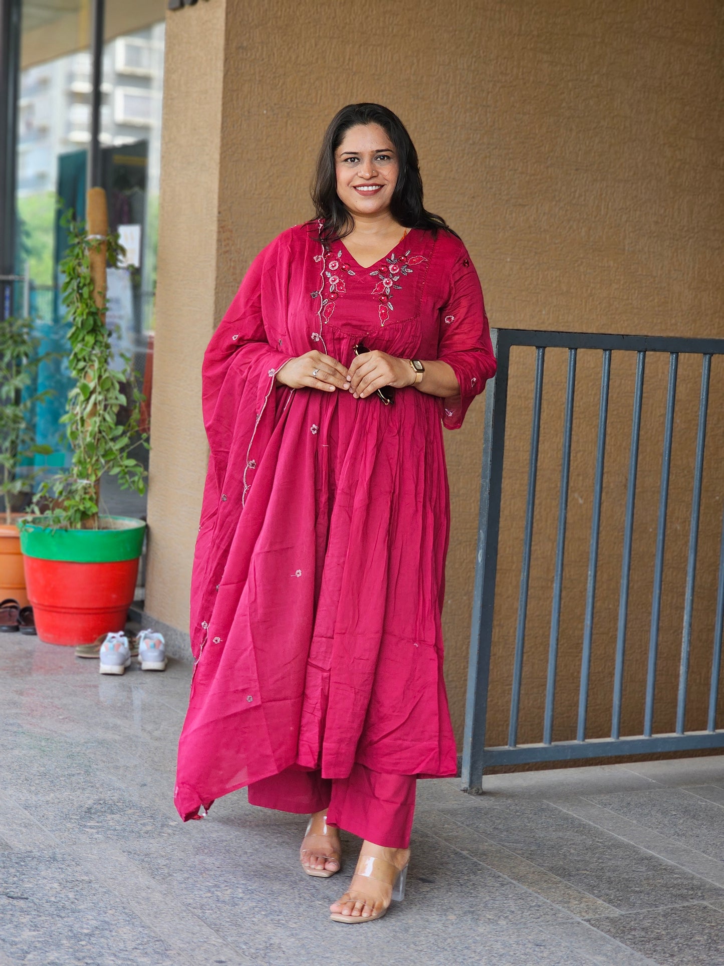 Berry Blossom Embroidered Suit Set