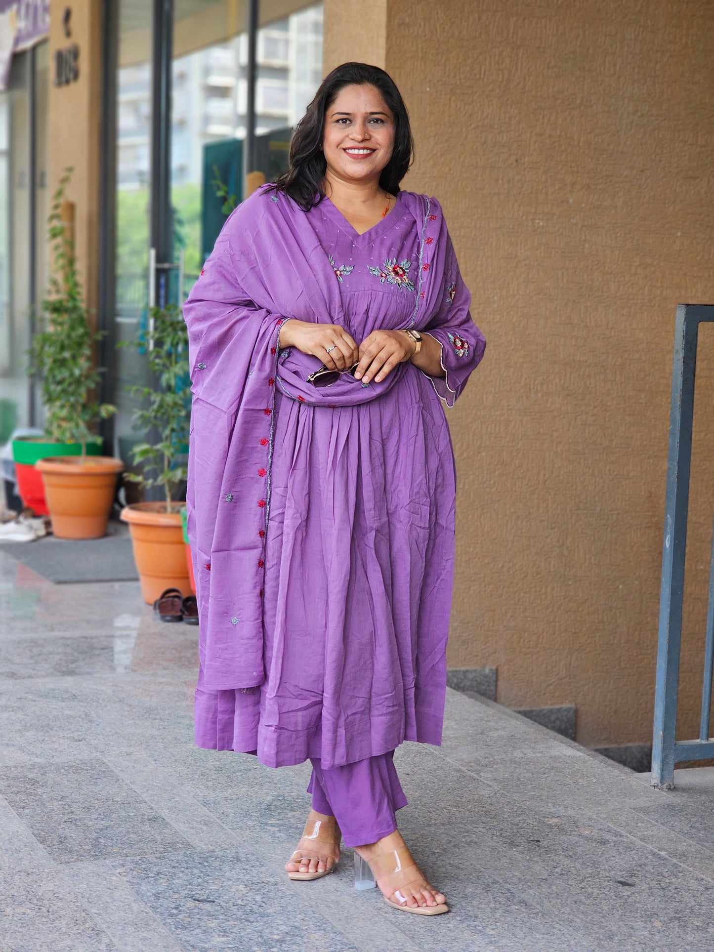 Lavender Bloom Gathered Suit Set