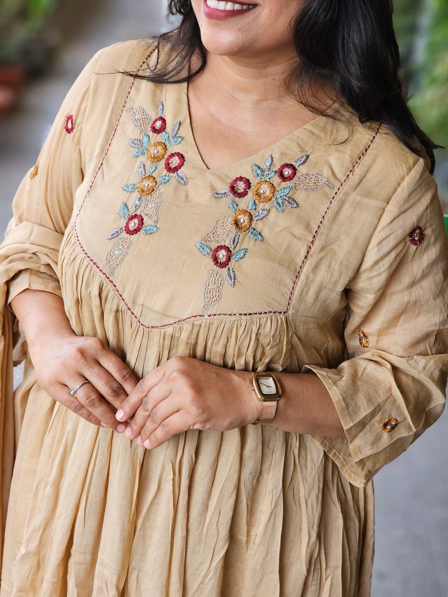 Biscuit Hue Delicate Floral Suit Set