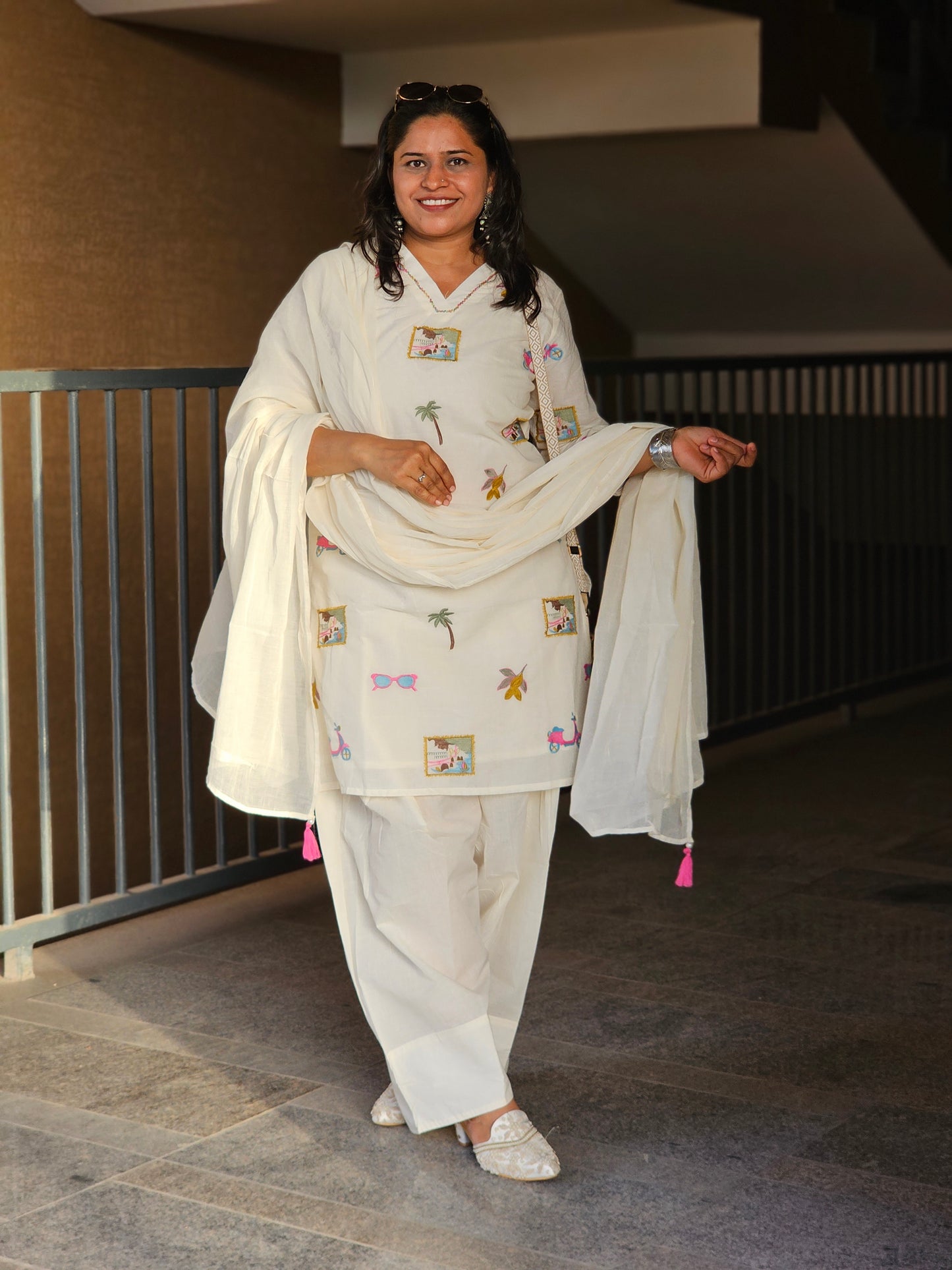 Wanderlust Off-White Motif Kurta Set