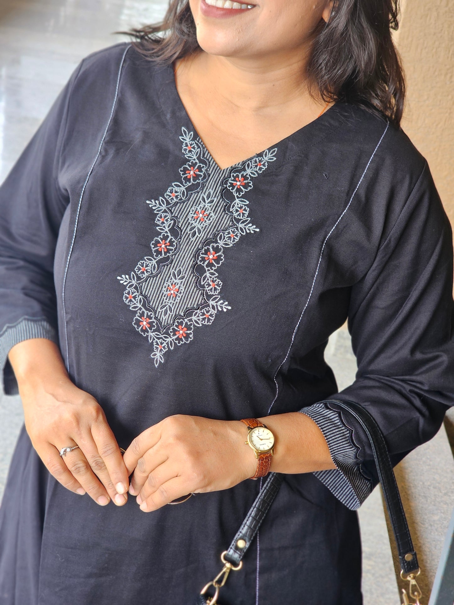 Charcoal & Bloom Flared Kurta Set