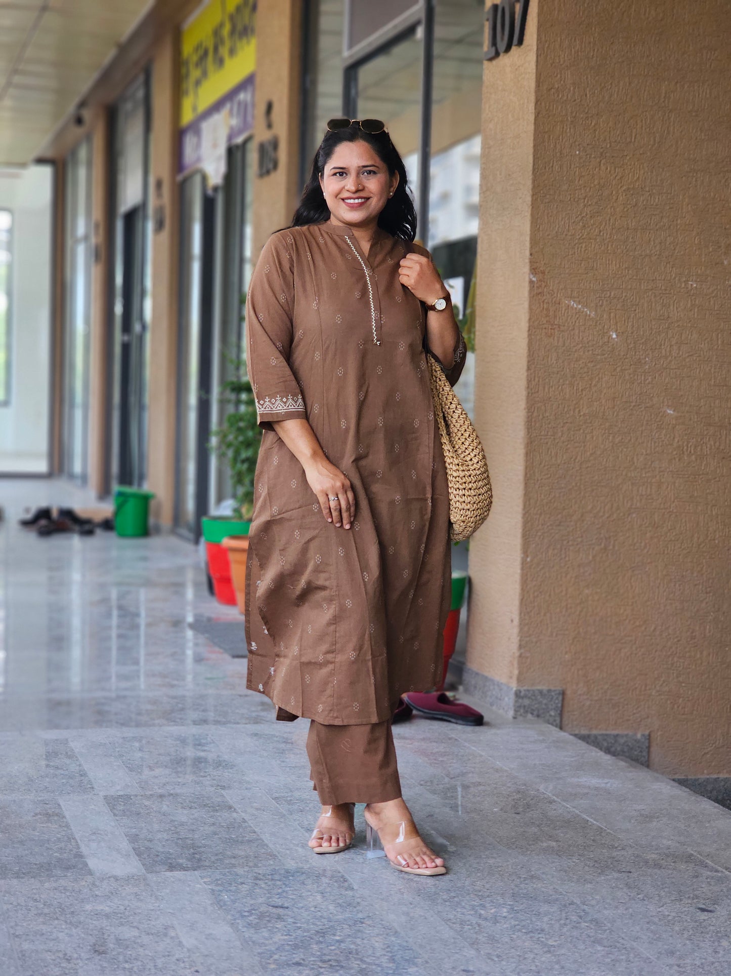 Sandstone Mocha Printed Kurta Set