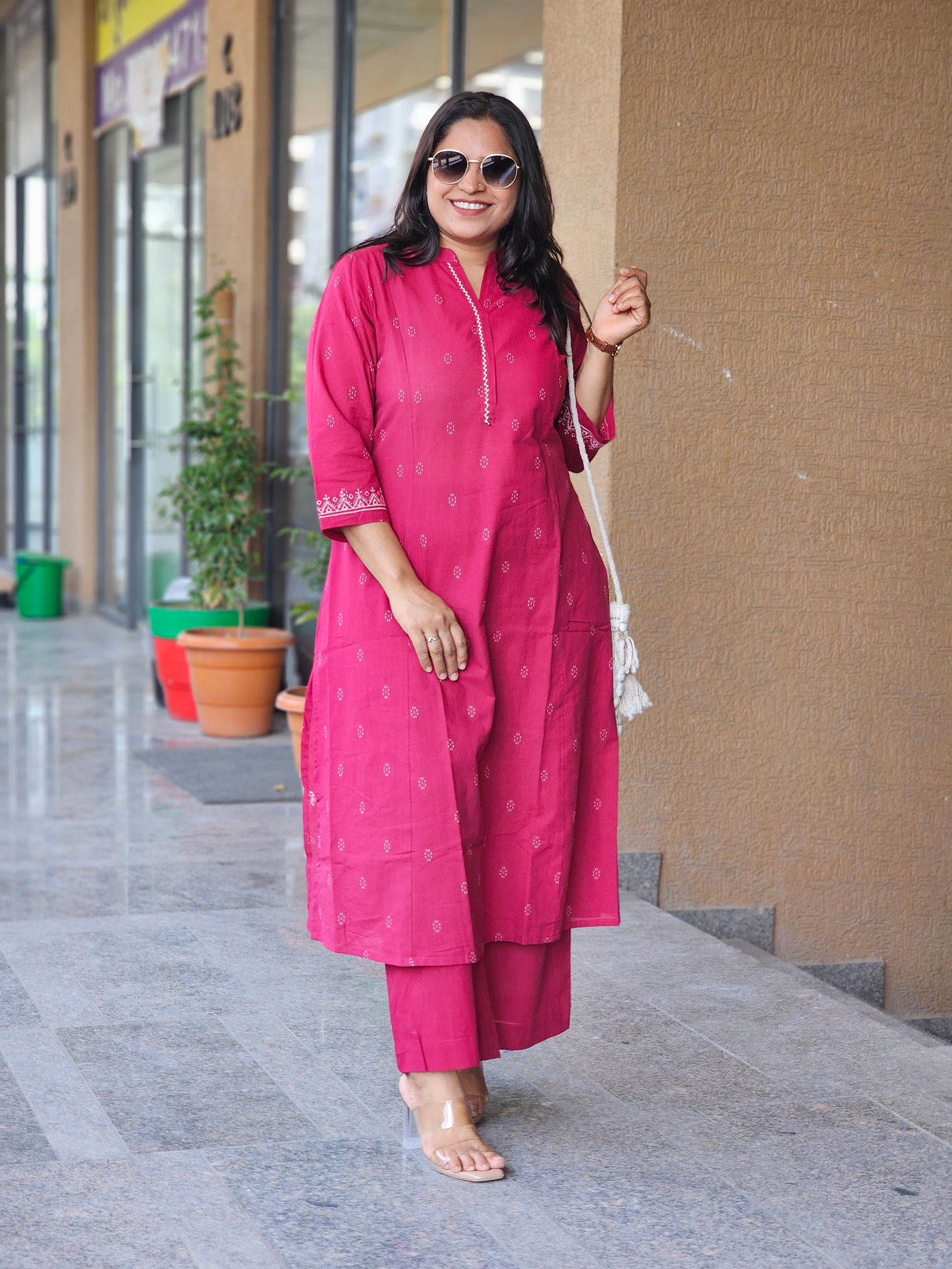 Magenta Meadow Pocket Kurta Set