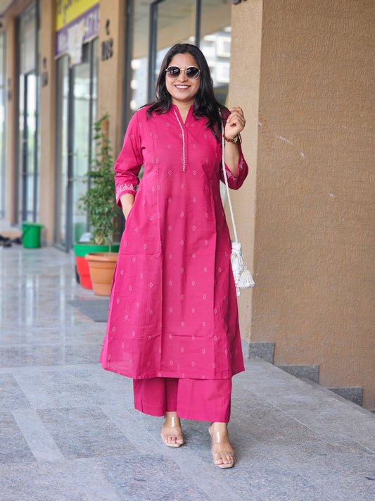 Magenta Meadow Pocket Kurta Set