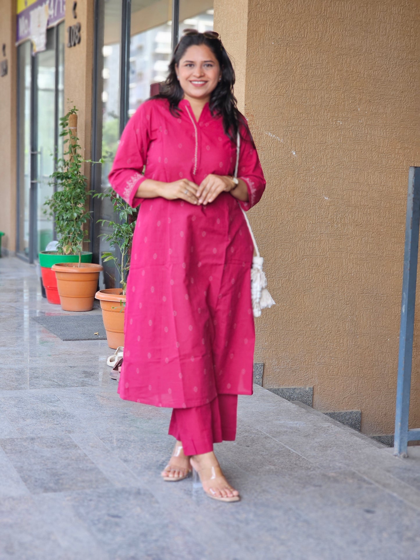 Magenta Meadow Pocket Kurta Set