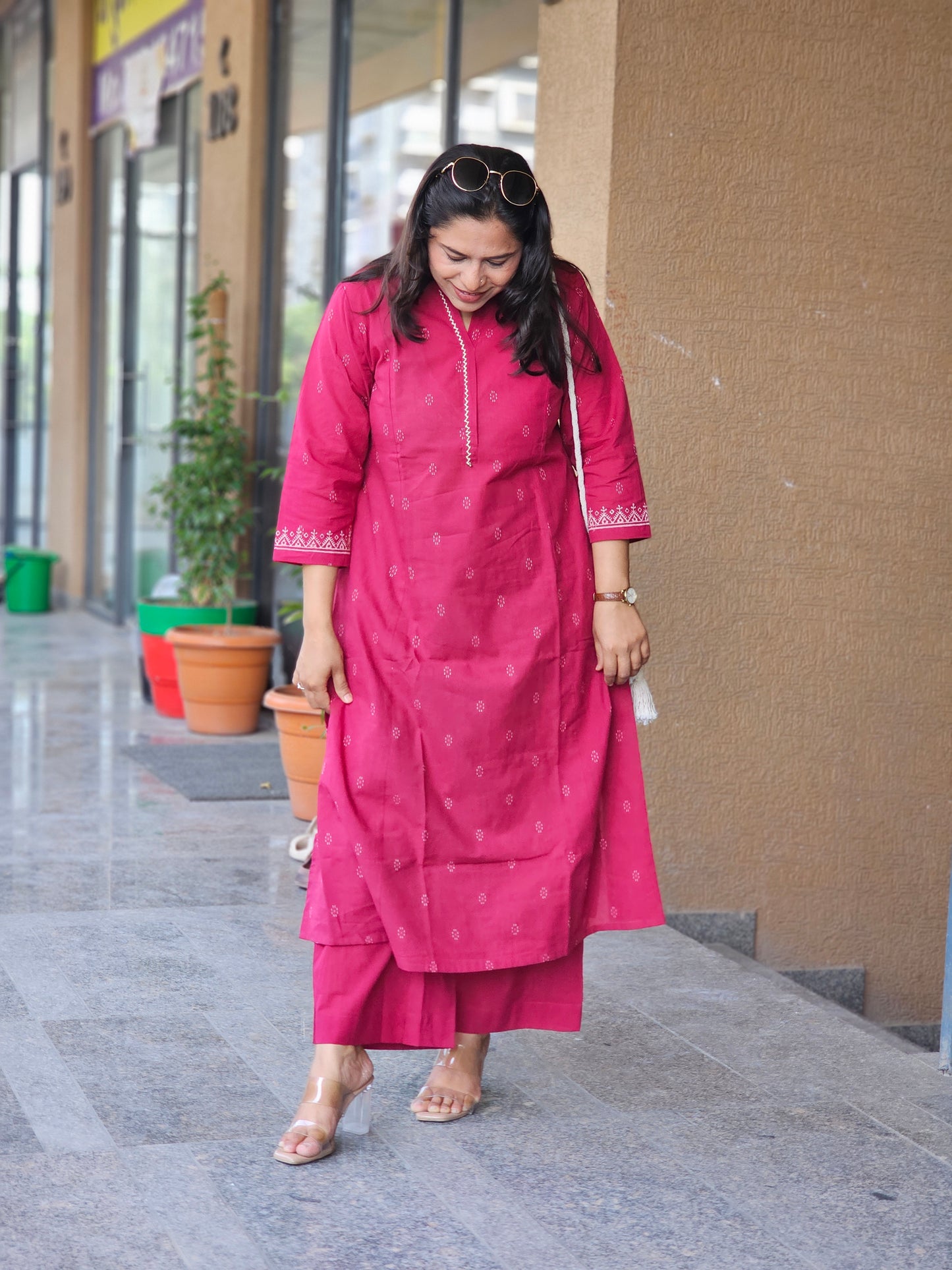 Magenta Meadow Pocket Kurta Set