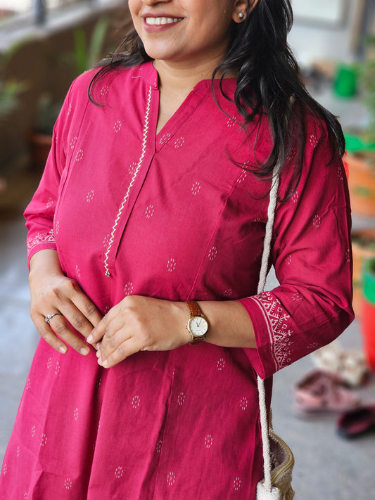 Magenta Meadow Pocket Kurta Set