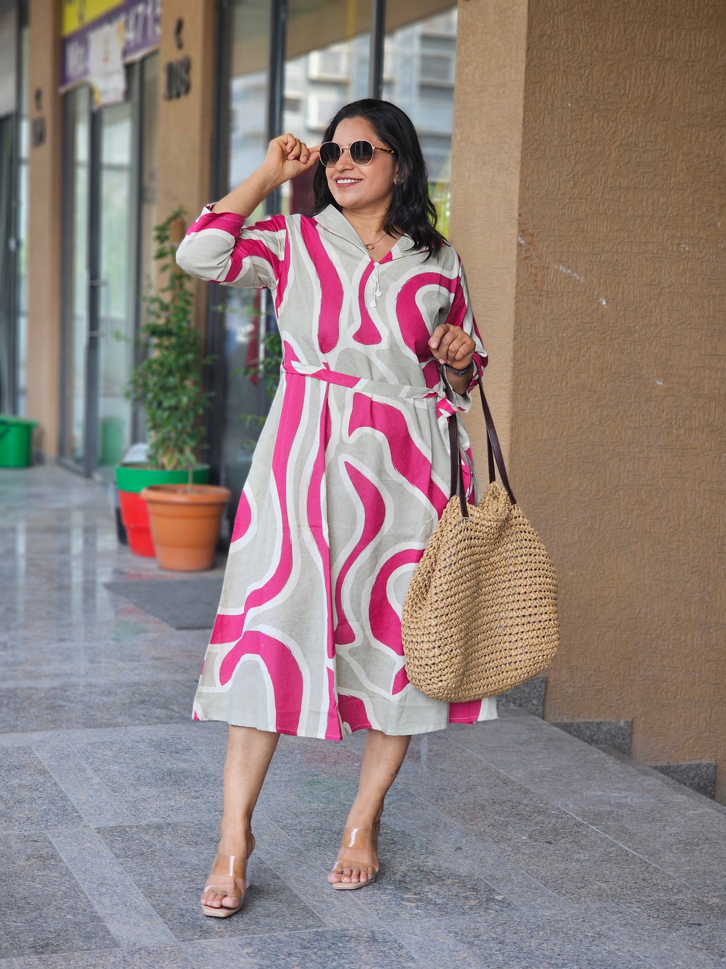 Pink Marble Fusion Tunic Dress