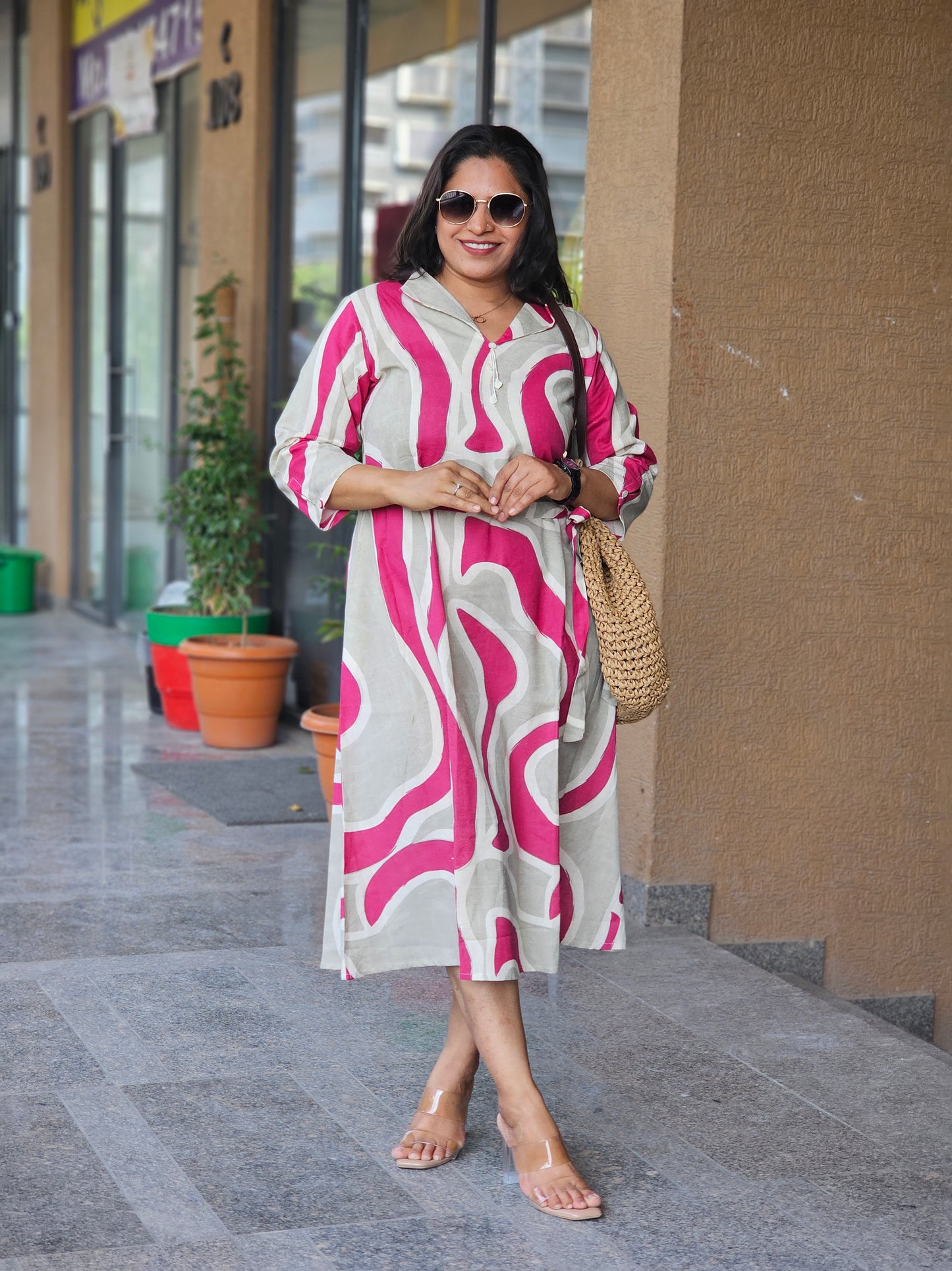 Pink Marble Fusion Tunic Dress