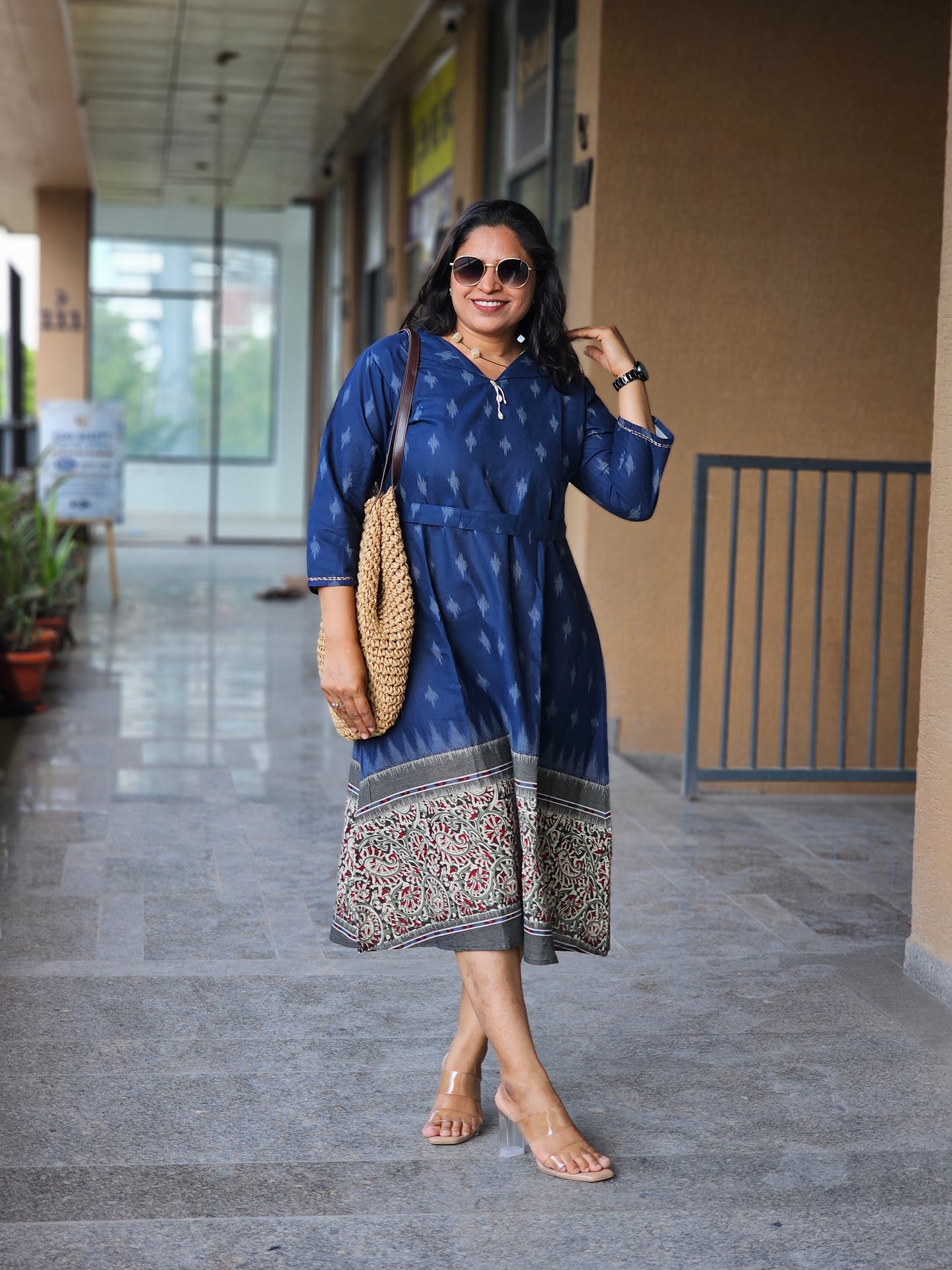 The Indigo Boho-Chic Flared Dress