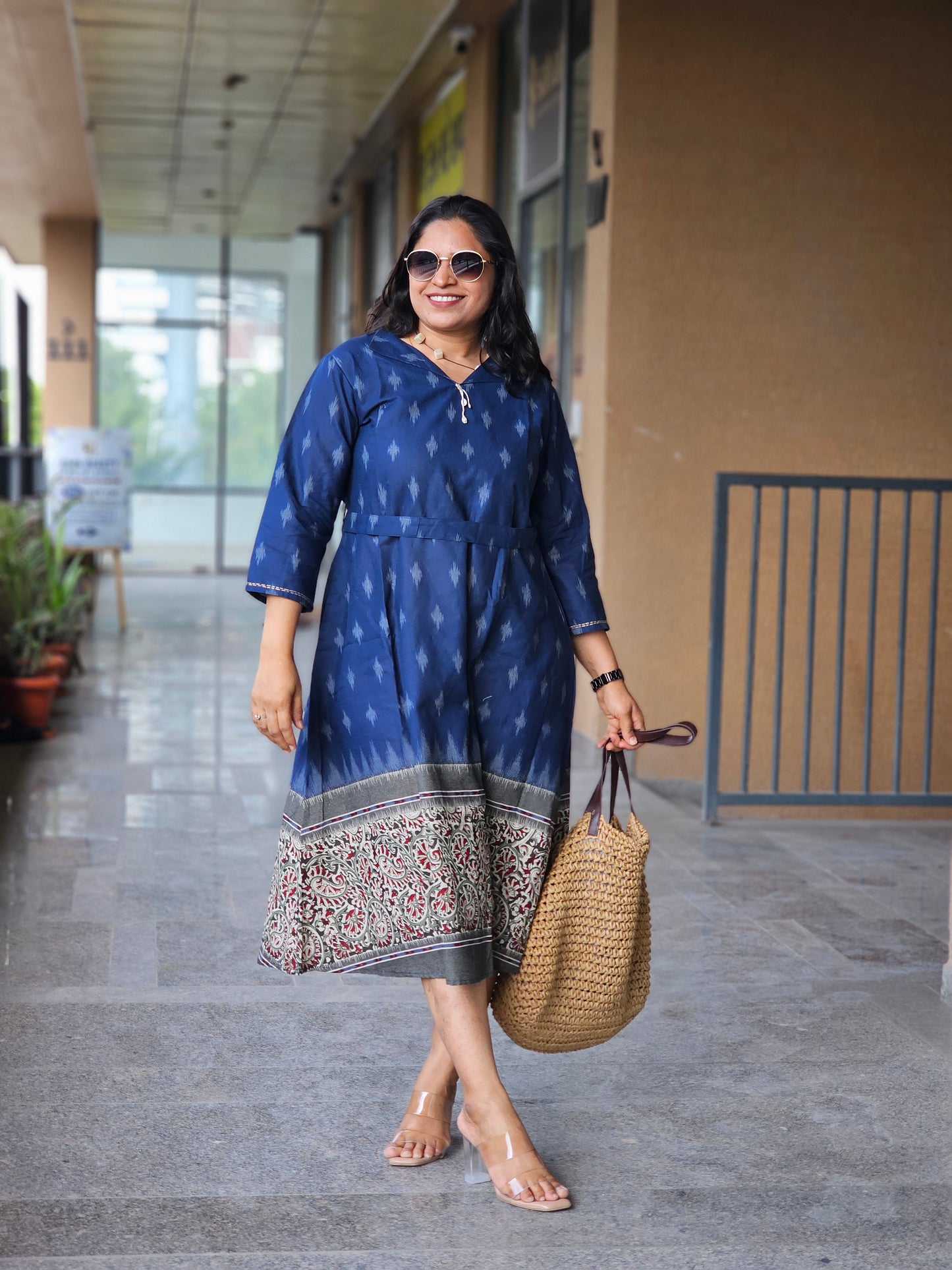 The Indigo Boho-Chic Flared Dress