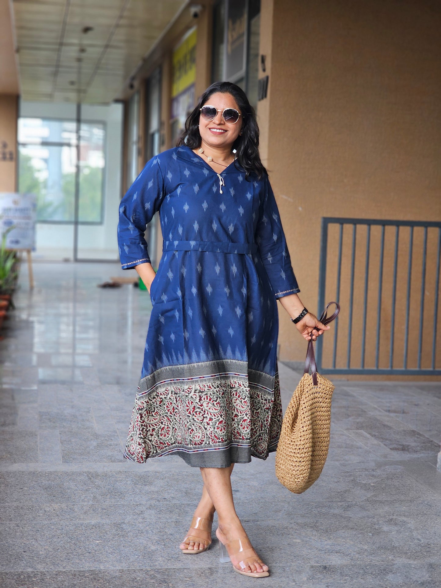 The Indigo Boho-Chic Flared Dress