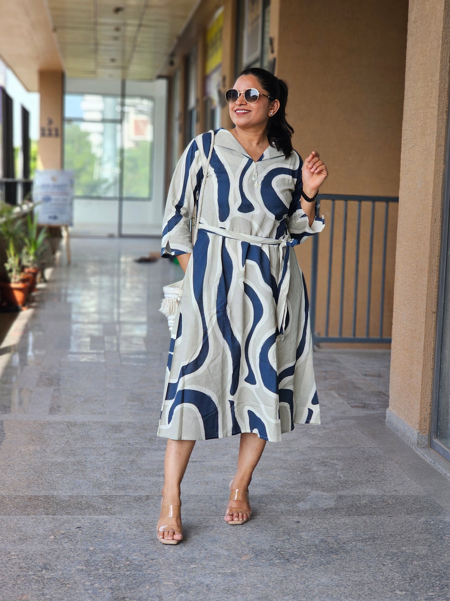 Charcoal Slate & Blue Fusion Dress