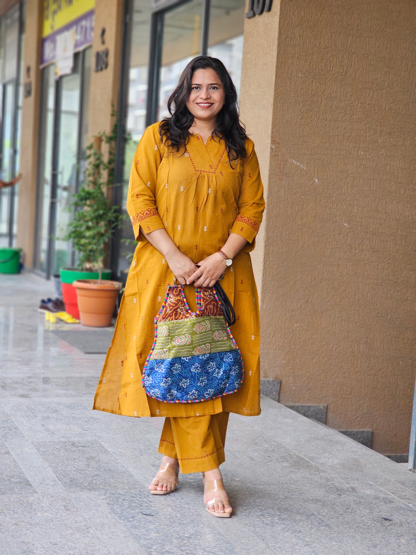 Mustard Bloom Cotton Kurta Set