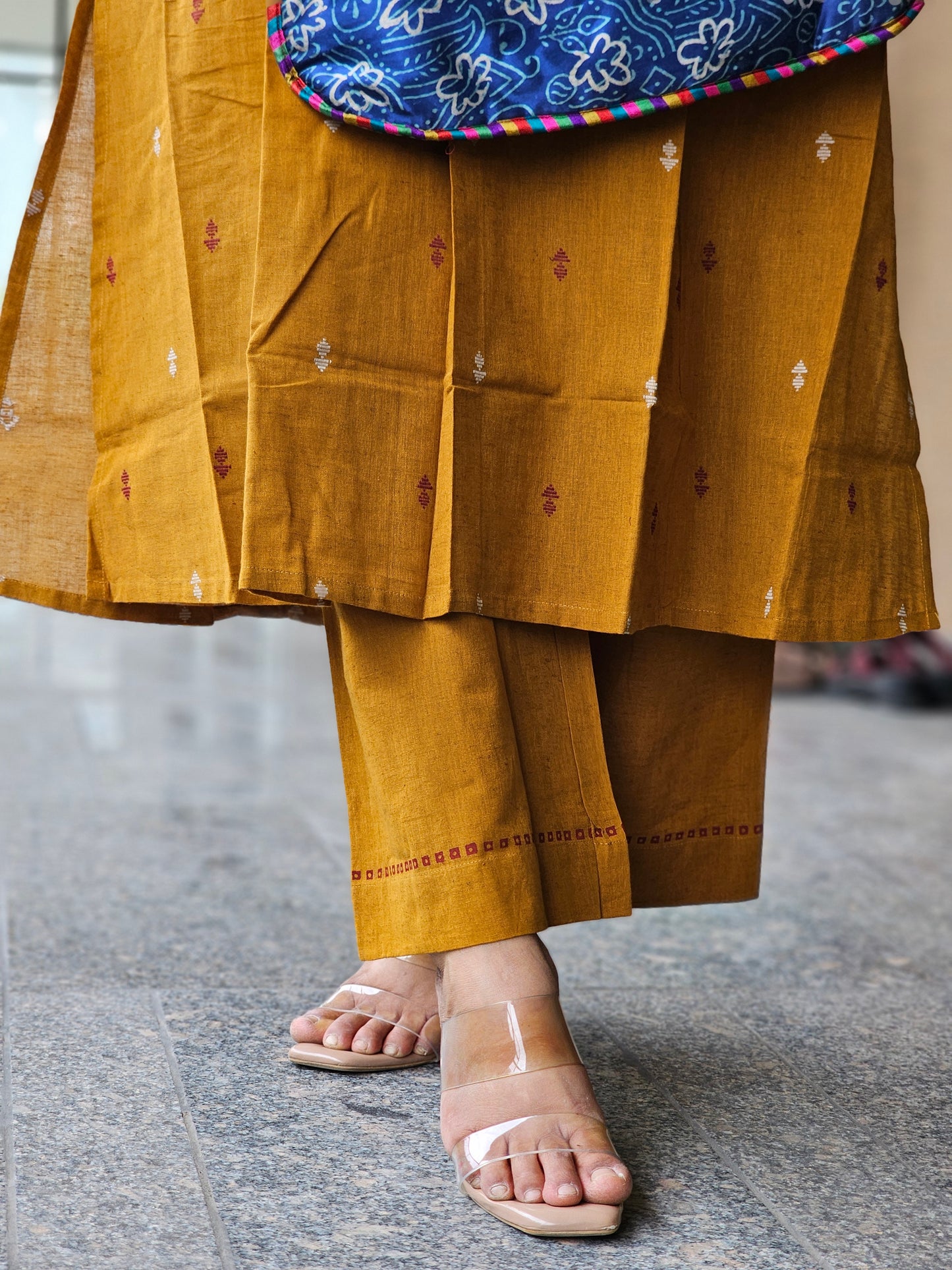 Mustard Bloom Cotton Kurta Set