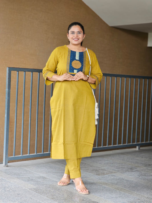 Olive & Indigo Elegance Kurta-Plazoo Set