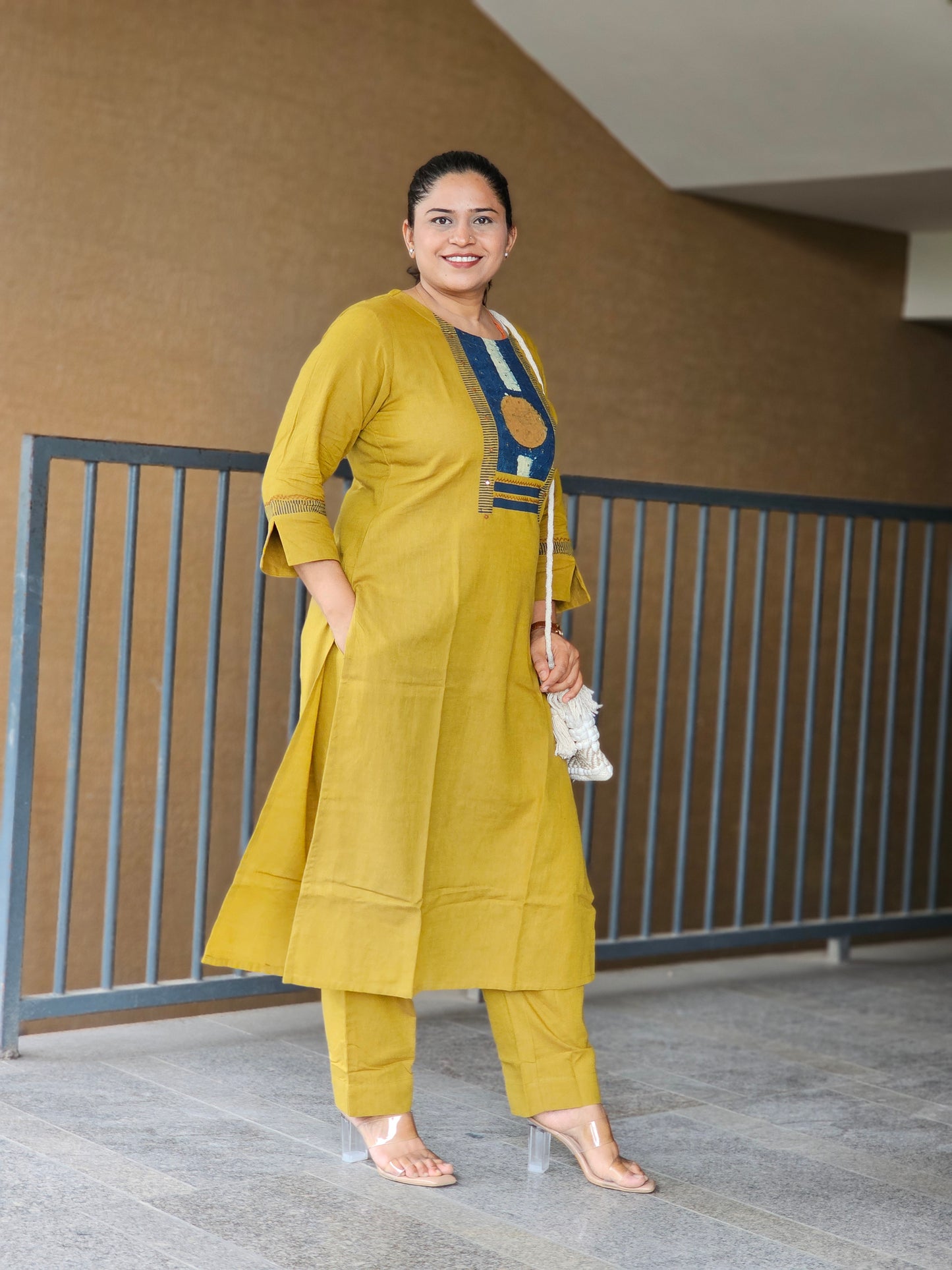 Olive & Indigo Elegance Kurta-Plazoo Set