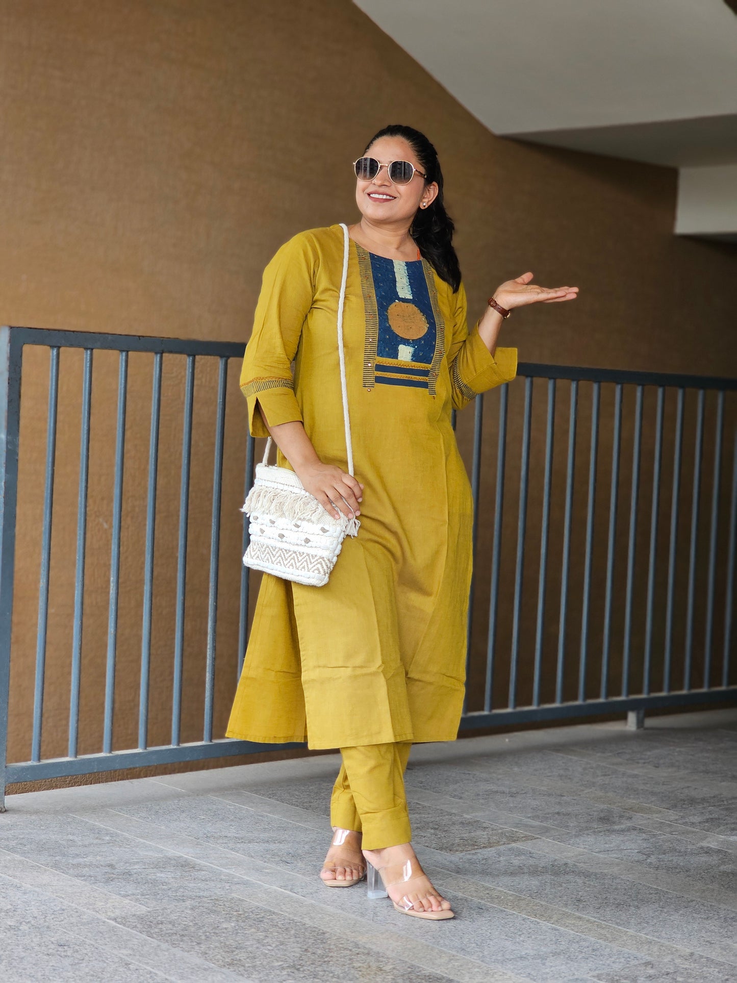 Olive & Indigo Elegance Kurta-Plazoo Set