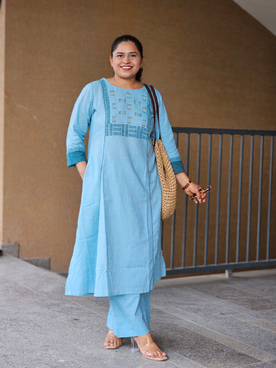 Ocean Mist Kurta-Plazoo set