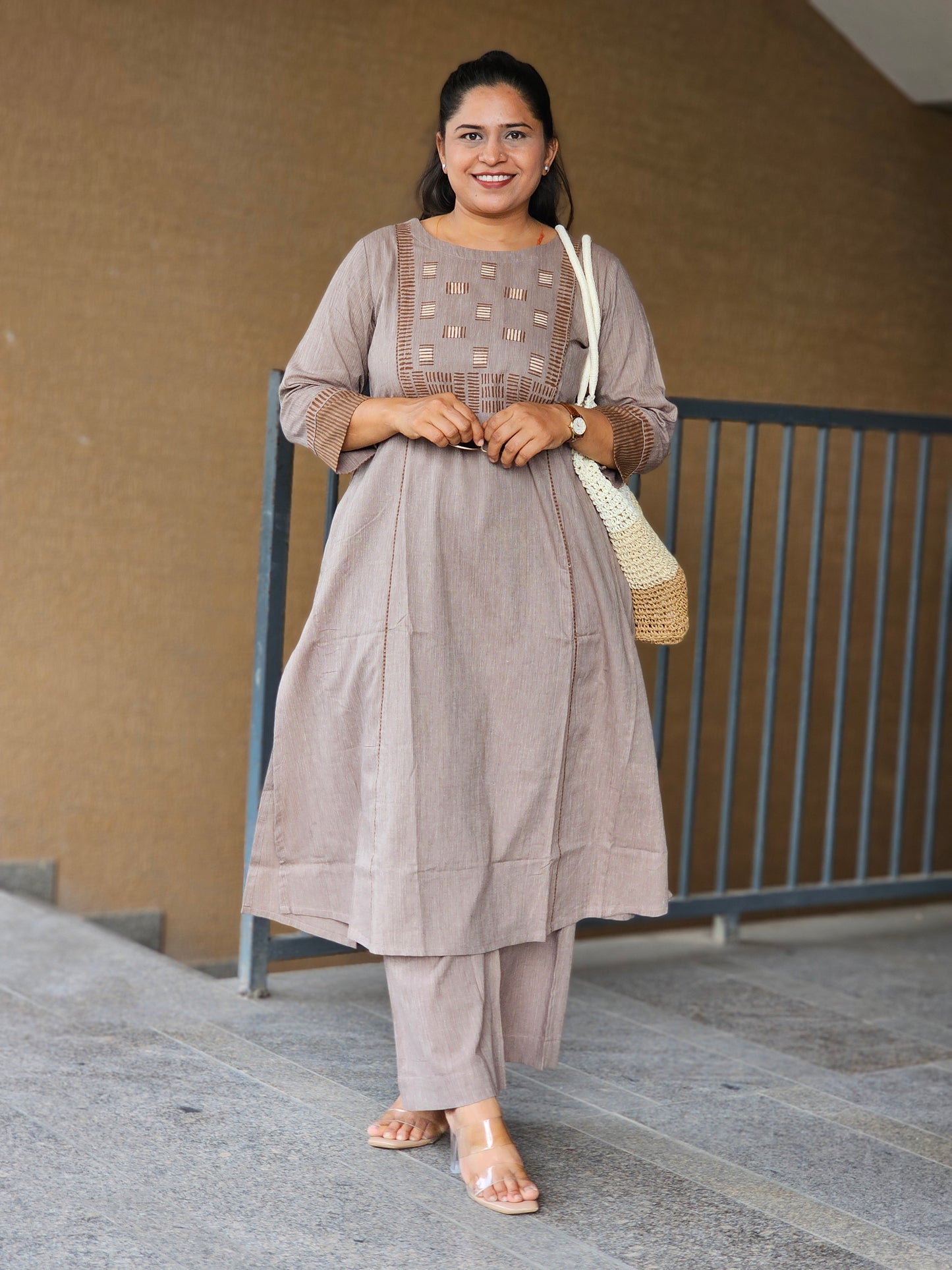 The Earthy Elegance Kurti-Plazoo Set