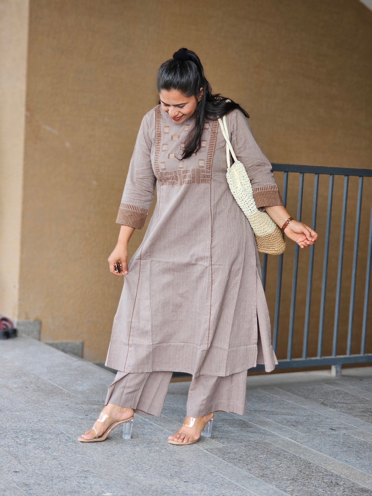 The Earthy Elegance Kurti-Plazoo Set