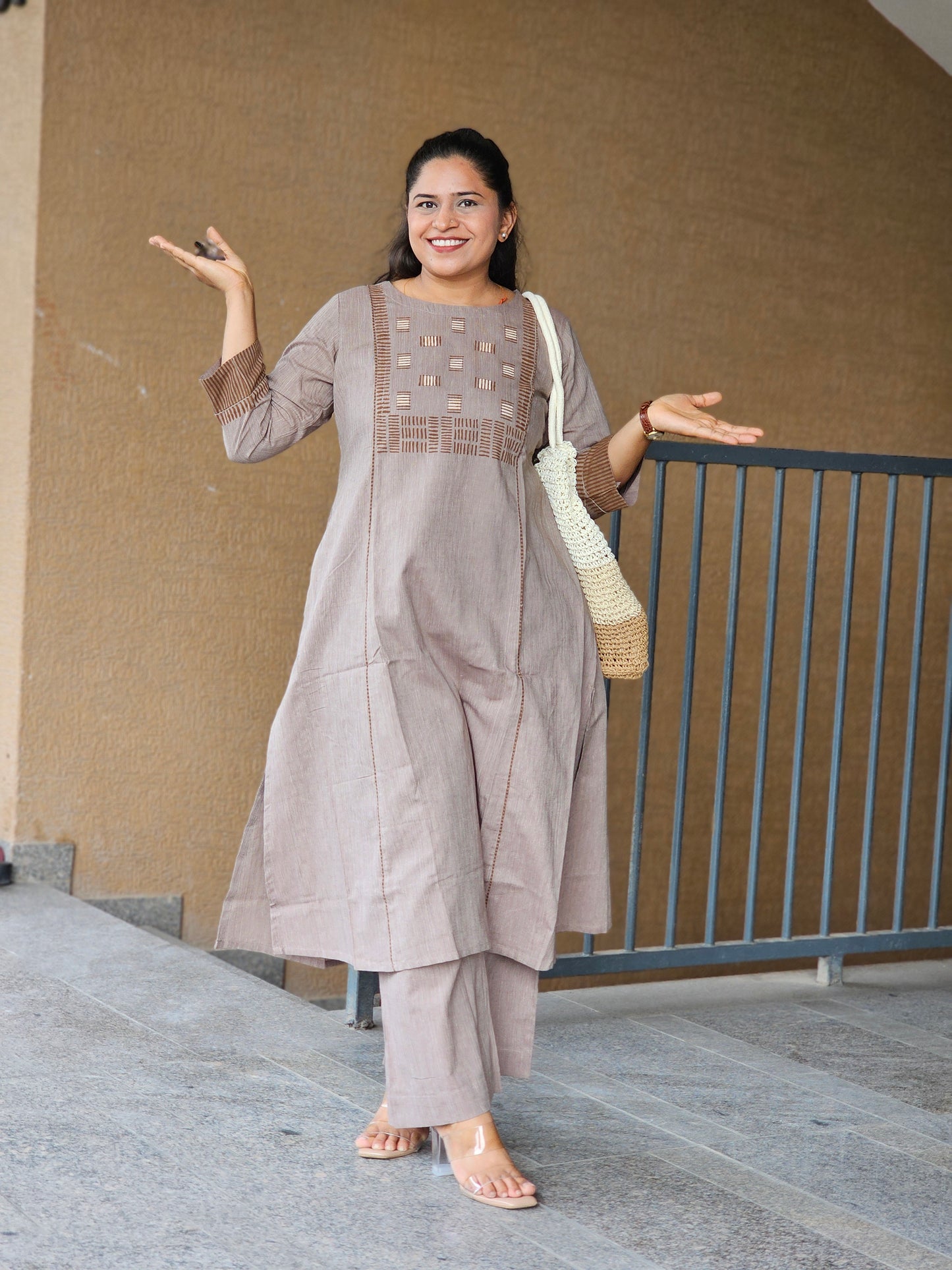 The Earthy Elegance Kurti-Plazoo Set