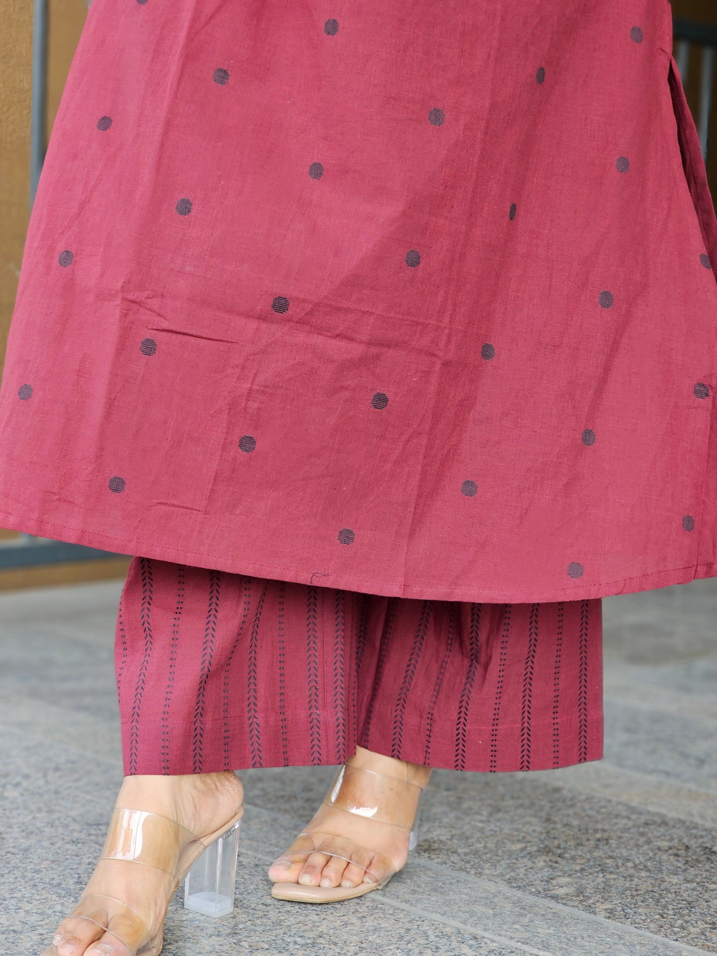 Burgundy Daily Wear Kurta-Plazo Set