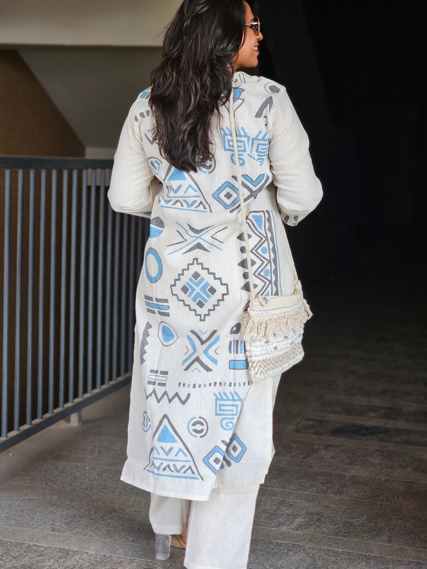 Off-White Printed Kurta-Pent Set