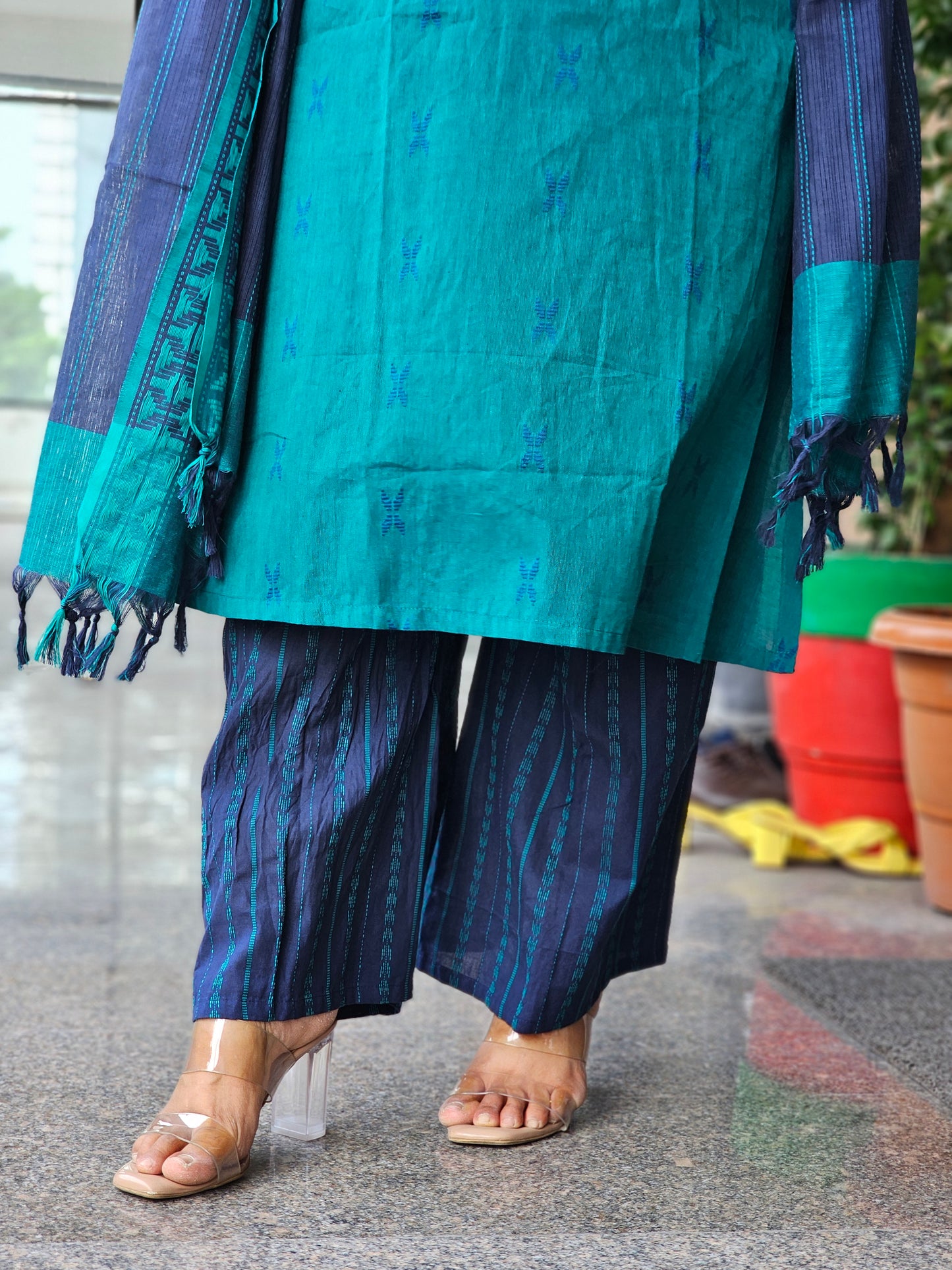 Teal & Indigo Duppata Suit Set