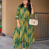 Green Ikat Angrakha Kurta Set