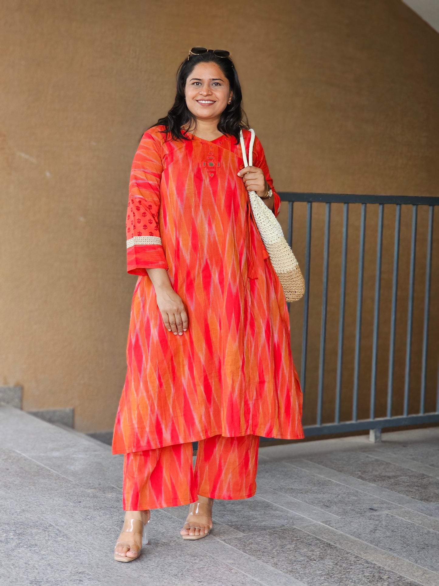 Orange Ikat Kurta-Plazo Set