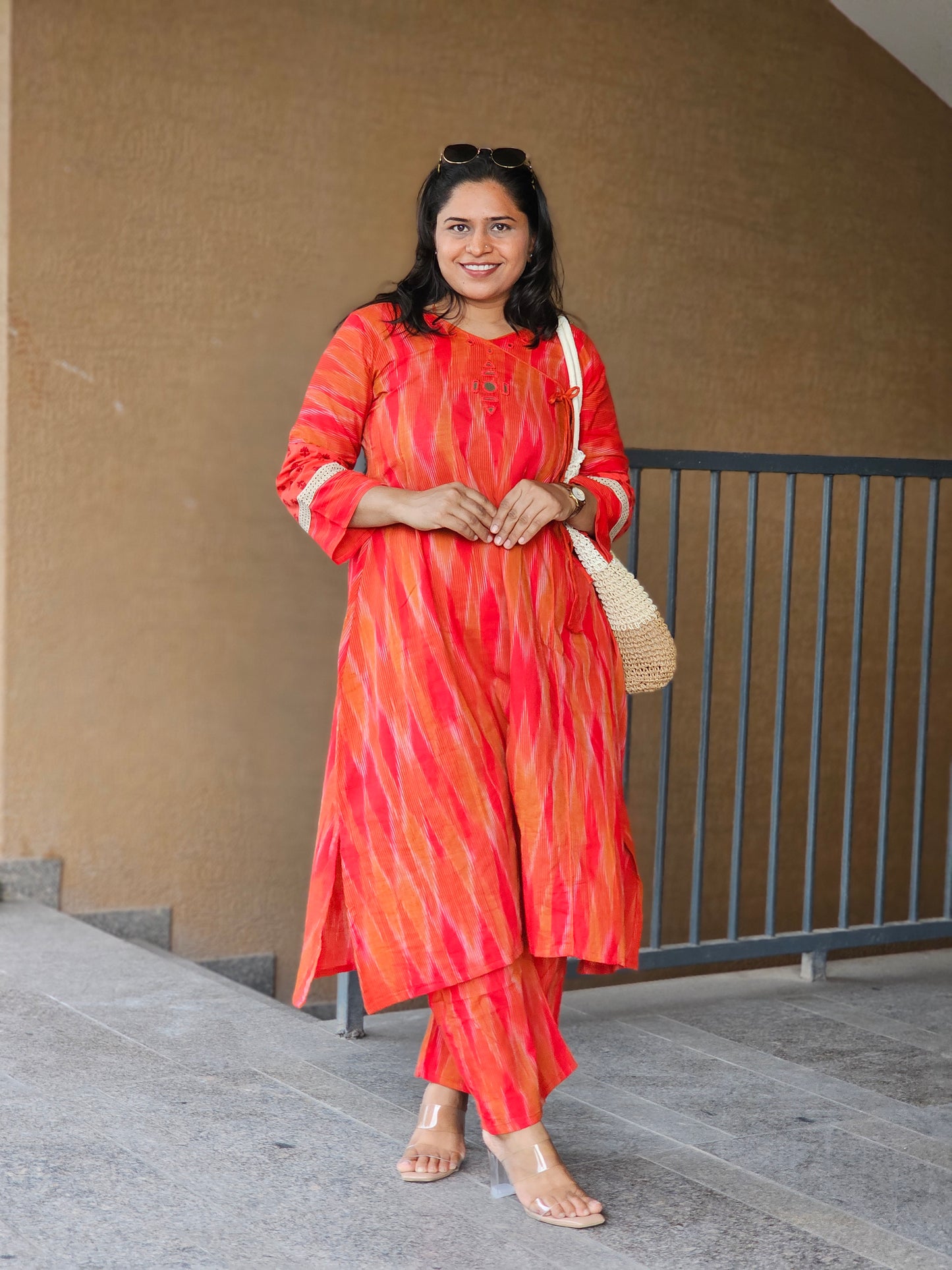 Orange Ikat Kurta-Plazo Set