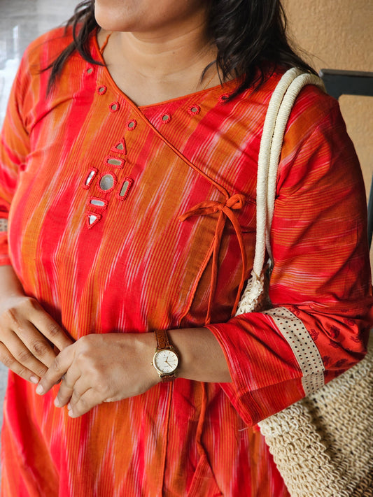 Orange Ikat Kurta-Plazo Set